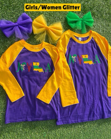  “Mardi Gras SZN Tee” Kids-Adults(Glitter)