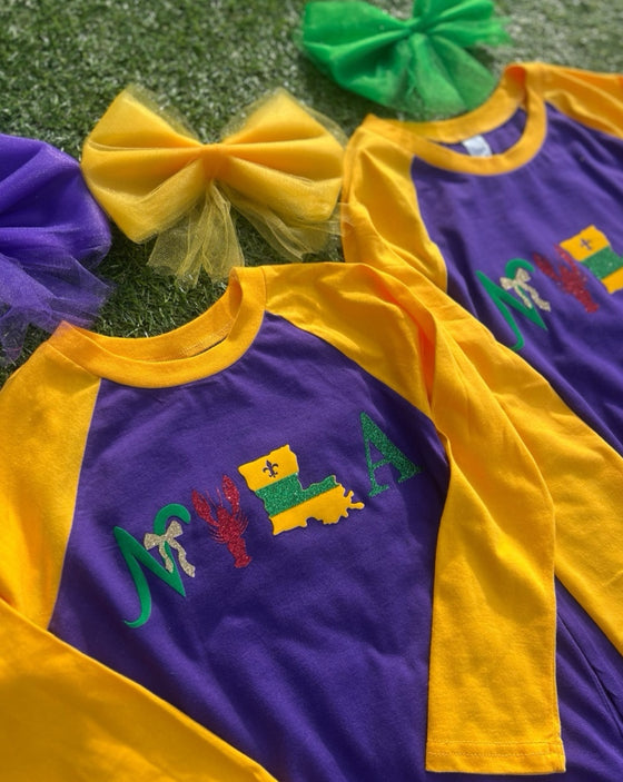 “Mardi Gras SZN Tee” Kids-Adults(Glitter)