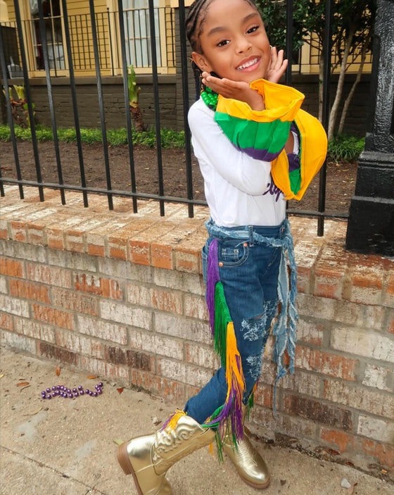 “Mardi Gras Fringe Pant Set”