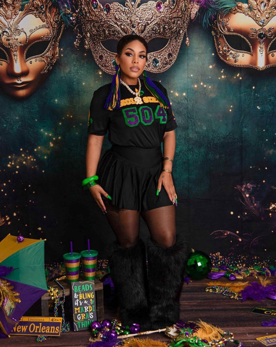 “Mardi Gras Jersey Tee” (5 Colors) Adults