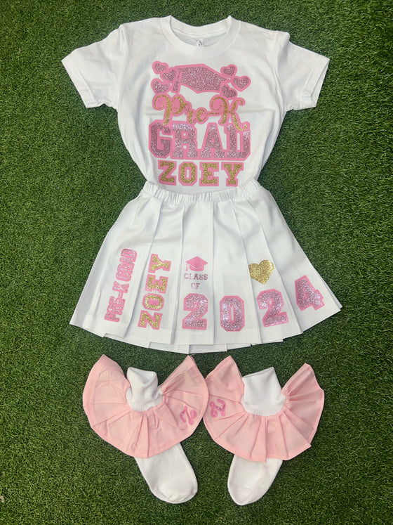 “Kids Grad Pleated Set” (No Ruffle Sleeves)