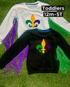 “Fleur De Lis X Fringe Sweatshirt” Kids-Adults (White)(Girls)