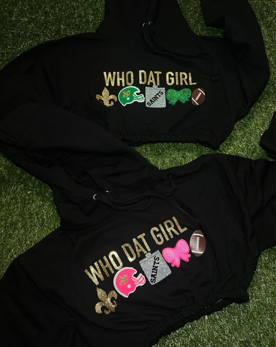 “WHO DAT GIRL HOODIE” Cropped