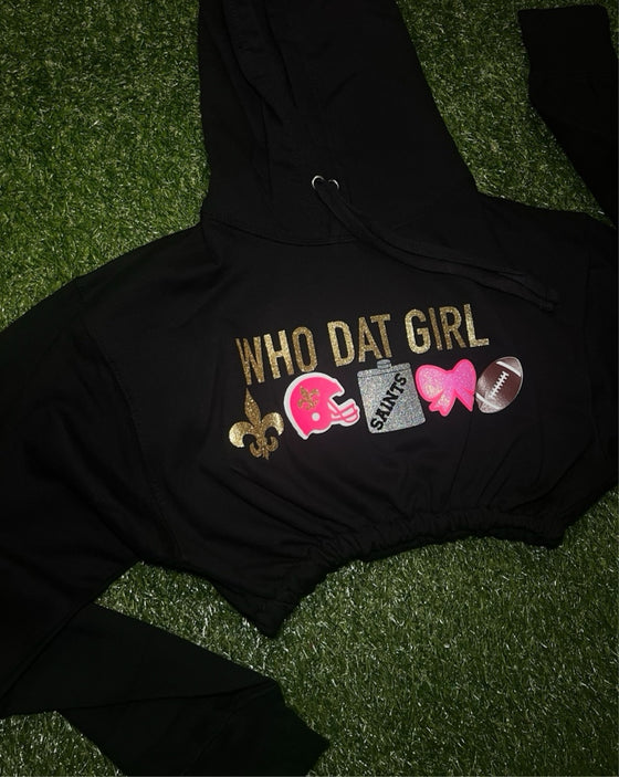 “WHO DAT GIRL HOODIE” Cropped