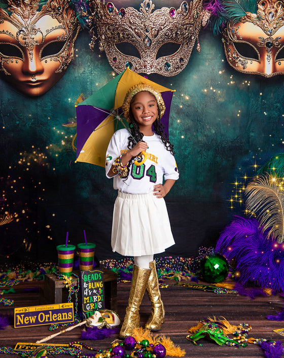 “Mardi Gras Jersey Tee” (3 Colors) Girls