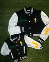 “Mardi Gras Edition Unisex Varsity Jacket” Cropped (Black)