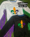 “Fleur De Lis X Fringe Sweatshirt” Kids-Adults (White)(Girls)