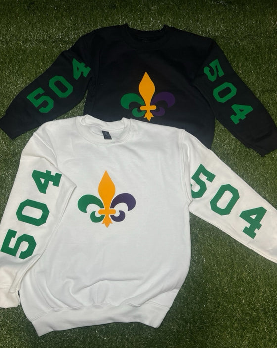 “504 X Fleur De Lis Sweatshirt” Infant&Youth (White)(Unisex)