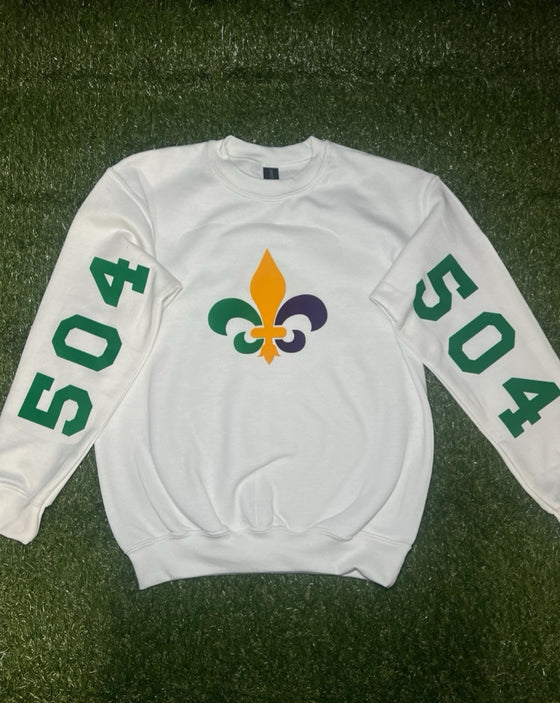 “504 X Fleur De Lis Sweatshirt” Infant&Youth (White)(Unisex)