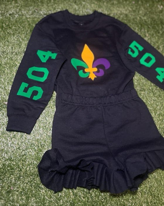 “504 X Fleur De Lis Sweatshirt” Infant&Youth (Black)(Unisex)